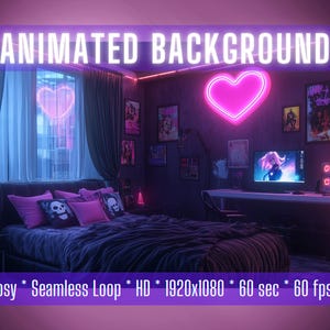 Fondo de VTuber / Goth Heartbeat Haven / Fondo animado / Superposición de transmisión / Fondo de Zoom / Superposición de Twitch