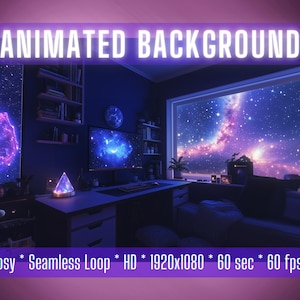 VTuber Background | Cosmic Study | Animated Background | Stream Overlay | Zoom Background | Twitch Overlay