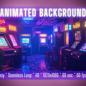 VTuber Background | Retro Arcade Room | Animated Background | Stream Overlay | Zoom Background | Twitch Overlay