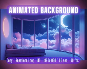 VTuber Background | Lunar Dreamscape Bedroom | Animated Background | Stream Overlay | Zoom Background | Twitch Overlay