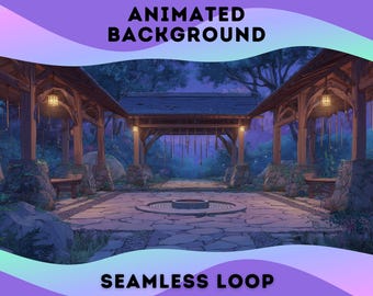 VTuber-bakgrund | Twilight Meditation Garden | Animerad bakgrund | Stream Overlay | Zoom-bakgrund | Twitch Overlay
