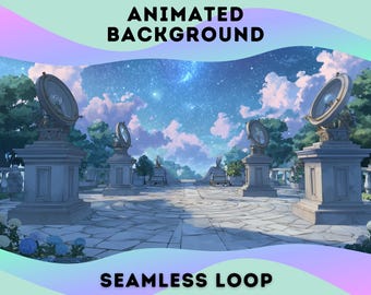 VTuber-achtergrond | Celestial Observatory Garden | Geanimeerde achtergrond | Stream-overlay | Zoomachtergrond | Twitch-overlay