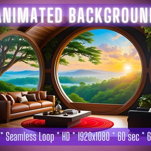 Animated background | Vtuber background | Cozy Tree House Dawn | stream overlay | zoom background  | virtual background | Twitch Overlay