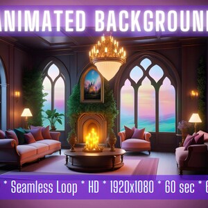 Animated background Mystic Lounge Panorama | Vtuber background | Virtual Background| stream zoom background | Twitch Overlay