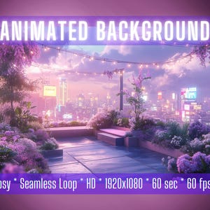 VTuber Background | Rooftop Garden Oasis | Animated Background | Stream Overlay | Zoom Background | Twitch Overlay
