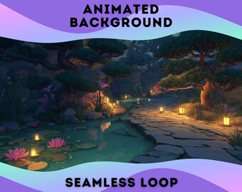 VTuber-bakgrund | Twilight Zen Garden | Animerad bakgrund | Stream-överlägg | Zoom-bakgrund | Twitch-överlägg