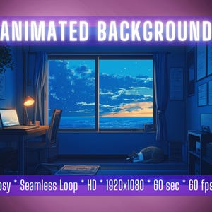 VTuber Background | Coastal Study Room | Animated Background | Stream Overlay | Zoom Background | Twitch Overlay