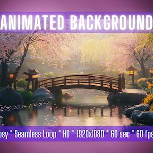 Fondo de VTuber / Retiro en jardín zen / Fondo animado / Superposición de transmisión / Fondo de Zoom / Superposición de Twitch