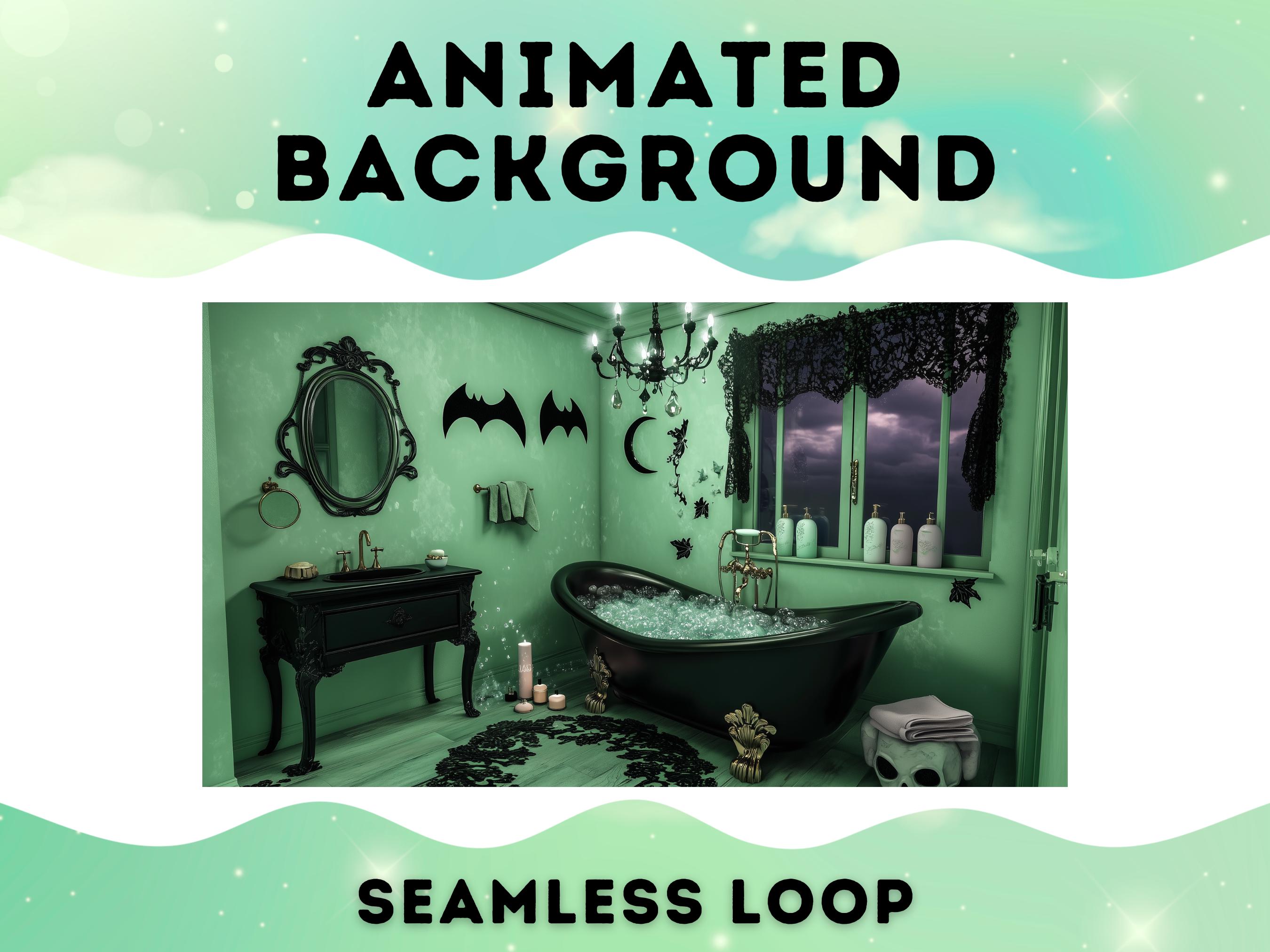 Vtuber Background | Gothic Bathtub Retreat | Animated Background