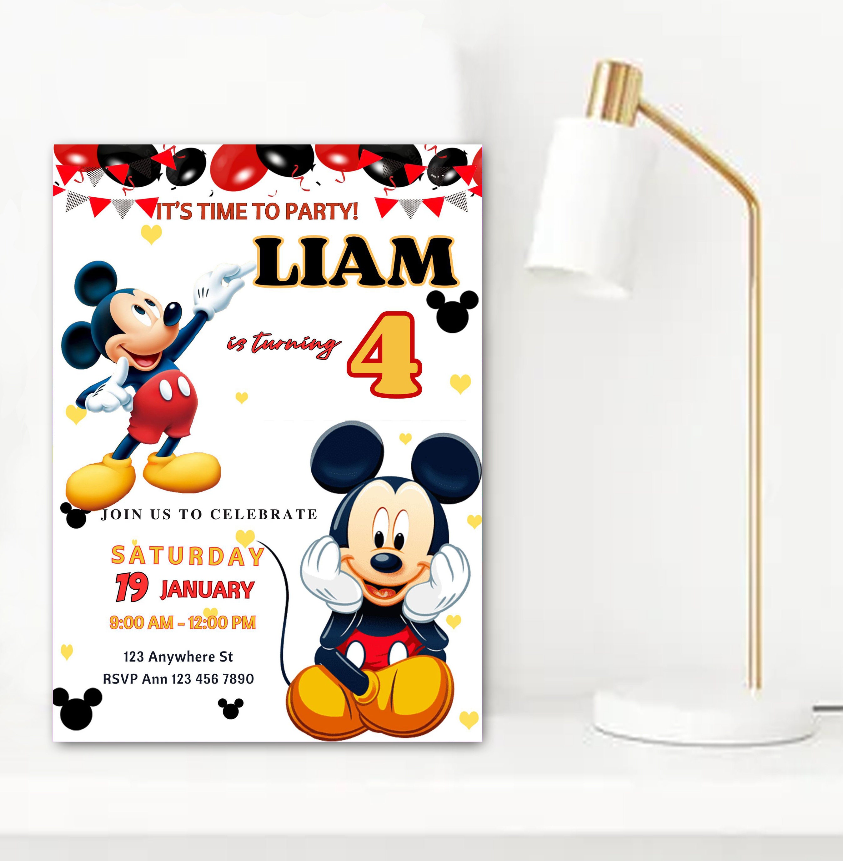 Mickey Editable Birthday Invitation Template Kids Birthday Party Invitation Editable Printable ...
