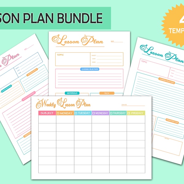 Lesson Planner Bundle - Printable Homeschool Teacher Planner - Homeschool Lesson Plans - Academic Schedule - Weekly & Daily Planning