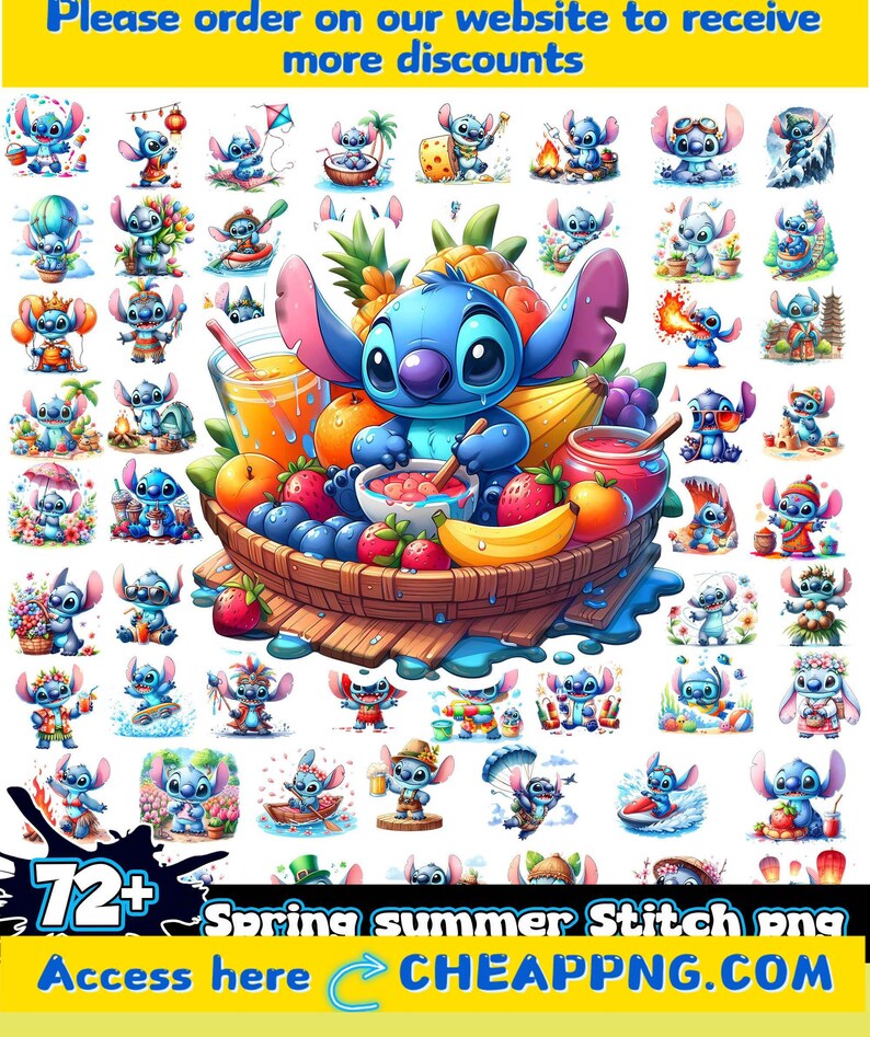 Stitch Spring Time Pin Stitch Springtime Clipart Set, Transparent PNG Images, Commercial Use ...