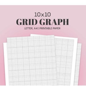 Może przedstawiać: Papier milimetrowy do druku 10x10 w rozmiarach letter i A4. Papier jest biały z czarnymi liniami siatki.