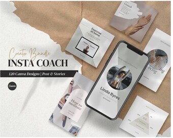 Instagram Coach Bundle: 120 Canva Social Media Templates (Instant Download)