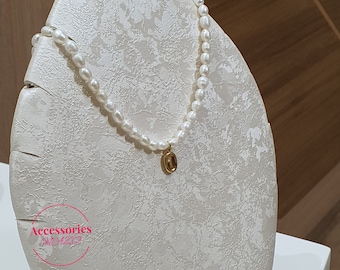 Collier de perles avec pendentif gold - Mariage - Anniversaire - Gift - Acier inoxydable
