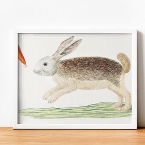 Vintage Rabbit Print, Vintage Rabbit Painting, Neutral Wall Art for Country Nursery, Easter Digital Printable, Gift