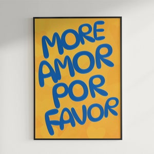 Plakat maksymalistyczny, więcej sztuki ściennej Amor Por Favour, Instant Download, sztuka ścienna do druku, miłość, serca, cytat miłosny, plakat miłosny