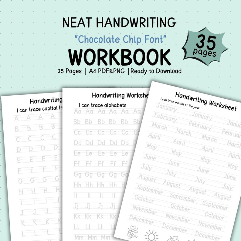 Handwritten Worksheet, Lettering Worksheet, Tracing Worksheet ...