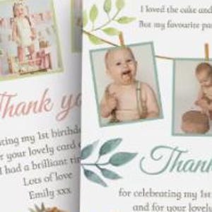 Cartes de remerciement avec photo Notes de remerciement de la jungle Anniversaire de bébé