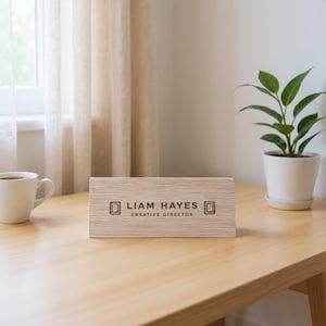 Personalized Wood Desk Name Plate, Custom Engraved Office Name Sign, Professional Job Title Block, Customizable Desk Plaque, Gift for Boss