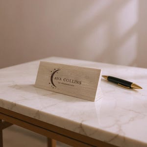 Custom Wooden Desk Name Plate, Engraved Name Sign, Personalized Office Desk Sign, Triangle Wood Block, Gift for Boss, Professional Plaque