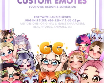 Custom Twitch Emotes  | Cute Personalized Twitch and Discord Emotes Commission for Stream