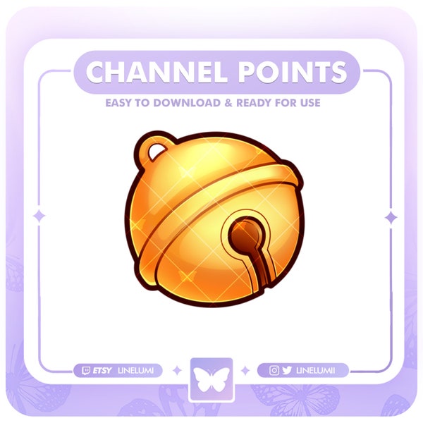 Cat Bell Channel Points Icon for Twitch | Cute Cat Themed Badges | Golden Bell Twitch Channel Point Icon | Discord Roles