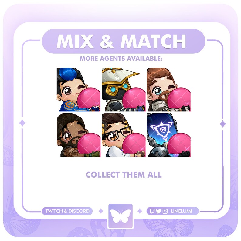 MIX & MATCH Harbor Valorant Couple Heart Emote Cute Agents Duo Heart