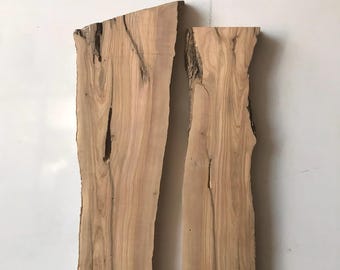 Turkish OLive wood Raw Edge Resin Handmade Turkish Wood Planks Live Edge Plate Unfinished Wood 2pcs Plank 24"x13"x1,16" inches