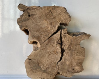 Raw Edge Olive Wood Slice: Turkish Planks, Resin Inlay (13"x12"x2")