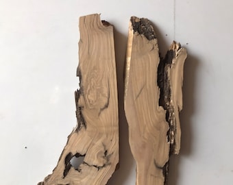 Fetta di legno unica Bordo grezzo Resina epossidica Fatta a mano Tavole di legno turche Piastra con bordo vivo Legno non finito 2 pezzi Plancia 23"x14"x1,37" pollici