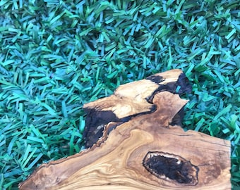 Olive Root Wood Slice, Raw Edge Epoxy Resin Plank (9"x9"x0.78")