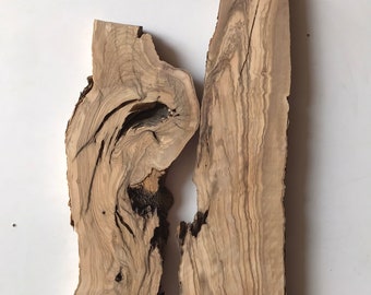 Fetta di legno unica Bordo grezzo Resina epossidica Fatta a mano Tavole di legno turche Piastra con bordo vivo Legno non finito 2 pezzi Plancia 23"x14"x1,37" pollici