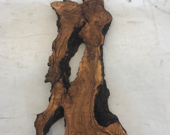Turkish Olive Wood Live Edge Slab, Epoxy Resin River Table Plank (15.3"x6.6"x1.18")