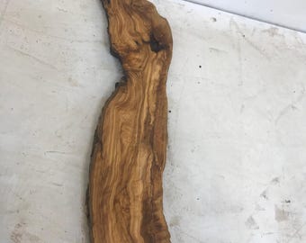 Raw Edge Olive Wood Slice, Epoxy Resin Inlay, Handmade Turkish Plank