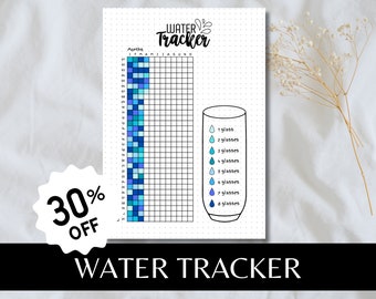 Water Tracker Yearly - A5 Journal Page - PRINTABLE Tracker - Daily Tracker - Yearly Tracker - Water Log - Printable Page - Health Tracker