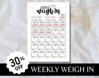 Weigh In Printable - Fitness Tracker - A5 Journal Page - PRINTABLE Tracker - Exercise Tracker - Health Tracker- Workout Tracker Activity Log
