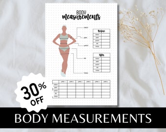 Körpermaße Tracker A5 Journal Seite DRUCKBARE Tracker Fitness Tracker Übungstracker Gesundheitstracker Workout Tracker Abnehmseite