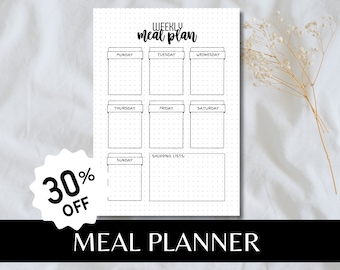 Wöchentlicher Mahlzeitenplaner A5 Journal Seite druckbare Journal Vorlage druckbare Mahlzeit Planer