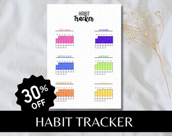 Habit Tracker | A5 Journal Seite | Druckbare Tracker | Monatlicher Tracker | Monatlicher Stimmungs-Tracker | Tor-Tracker | Fitness-Tracker | Herausforderung