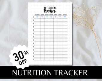 Nutrition Tracker A5 Journal Page Printable Journal Template Food Journal Food Log Food Tracker Calorie Tracker Calorie Counter Macros plans