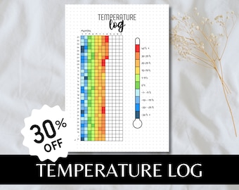 Temperature Log A5 Journal Page Printable Tracker Temperature Tracker Weather Tracker Weather Log Yearly Tracker Planner Page Printable Page