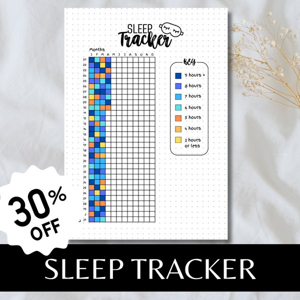 Sleep Tracker Yearly - A5 Journal Page - PRINTABLE Yearly Sleep Tracker - Sleep Log - Sleep Analysis - Sleep Quality - Sleep Cycle - Yearly