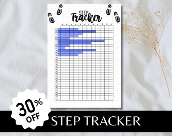 Printable Step Tracker Monthly - A5 Journal Page - Fitness Tracker - Health Tracker - PRINTABLE Tracker- Fitness Goal - Step Goal-Health Log