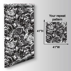 Car Parts Wallpaper: Automotive Theme, Peel and Stick Wall Decor - Etsy