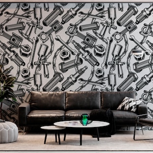 Parti di automobili Carta da parati rimovibile staccabile e incollabile Carta da parati per auto Decorazione da parete Decorazione per la casa Decorazione da parete stampabile per stazione di servizio