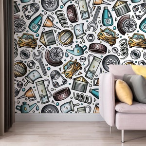 Parti di automobili Carta da parati staccabile e incollabile rimovibile Carta da parati per auto Decorazione da parete Decorazione per la casa Arte da parete stampabile