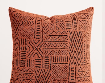 Boho Terracotta Pillow Cover: Tribal Woven Cotton Cushion pillow case