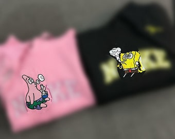 SpongeBob x Patrick Embroidered Sweatshirt, Couple Matching Sweater, Valentine's Day Gift, Anniversary Sweatshirt