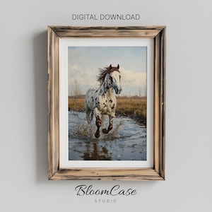 Appaloosa Horse Running Oil Painting - Digital Download Wall Art, Perfect Gift for Horse Enthusiasts & Equestrian Home Decor 1129